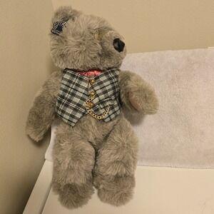 NWT 1986 Applause 17" Gray Plush Teddy Bear Tribute to Grandpa Sam Korea Vintage